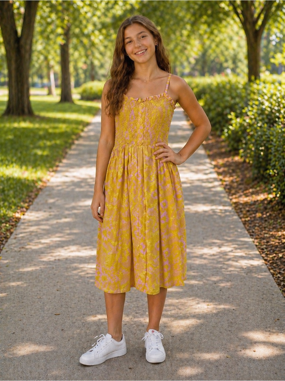 Art Class Girls' Yellow Floral Sundress